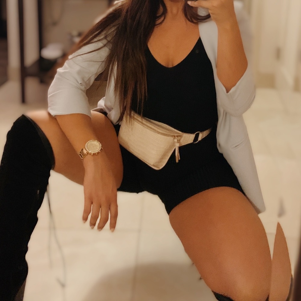 Black Ribbed Jumpsuit